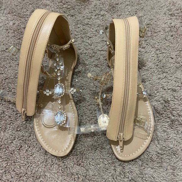 bejeweled nude gladiator sandals - Picture 1 of 7